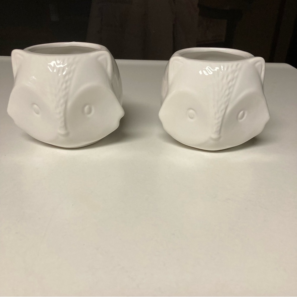 MWT Pair of Martha Stewart Collection White Ceramic Fox Coffee Mugs